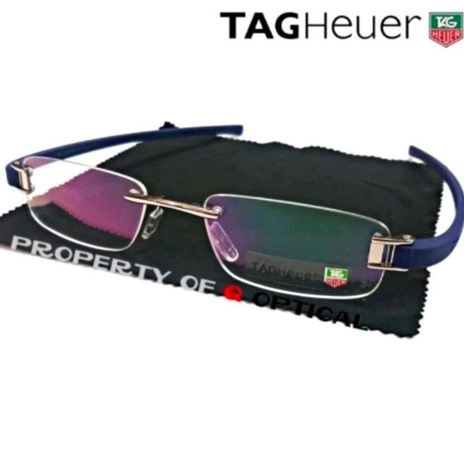 Kacamata Frame Pria Titanium Rimless Tag Heuer TH5069_C2 Silver Blue
