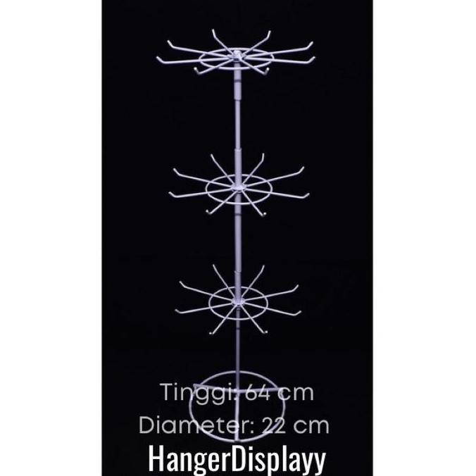 Rak Display putar Matahari 3 susun gantungan aksesoris display
