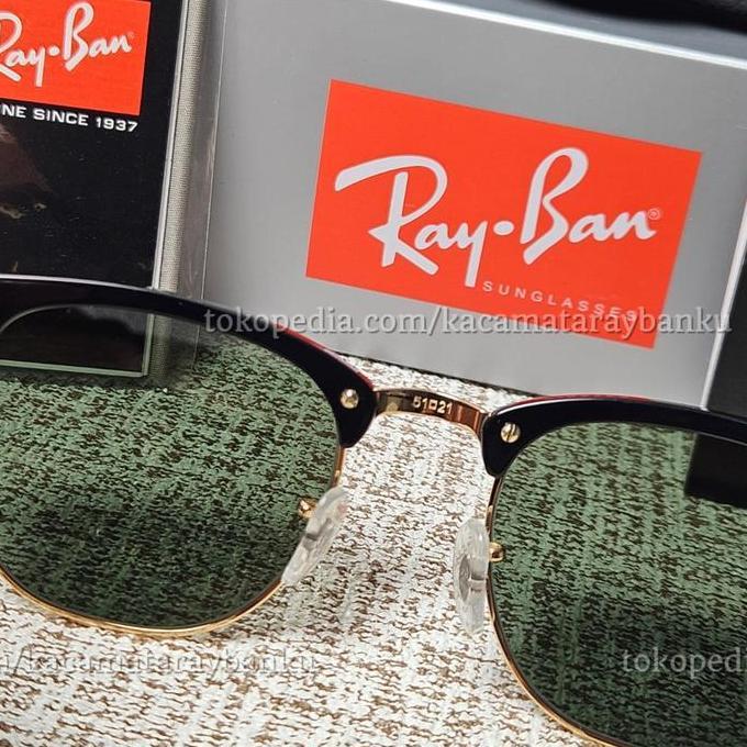 KACAMATA RAYBAN CLUBMASTER RB3016 W0365 BLACK AUTHENTIC SUNGLASSES ORINAL