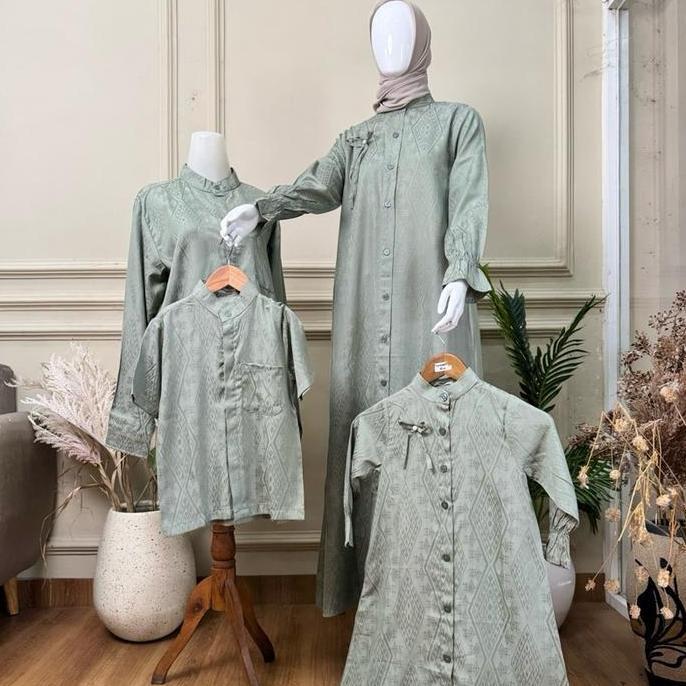 New Trend, Lana Setelan Sarimbit Pasangan Keluarga Dewasa Anak Gamis Koko Ayah Ibu Anak Laki-Laki Pe
