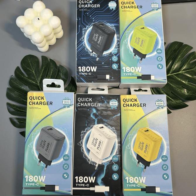 Promo Adaptor Charger + Kabel TYPE C Micro Fast Charging Universal Daya Kustom 180W Pengisian Cepat 