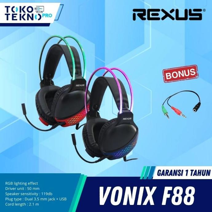 larissagalllery - free splitterrexus f88 / f-88 headset gaming vonix with rgb headband