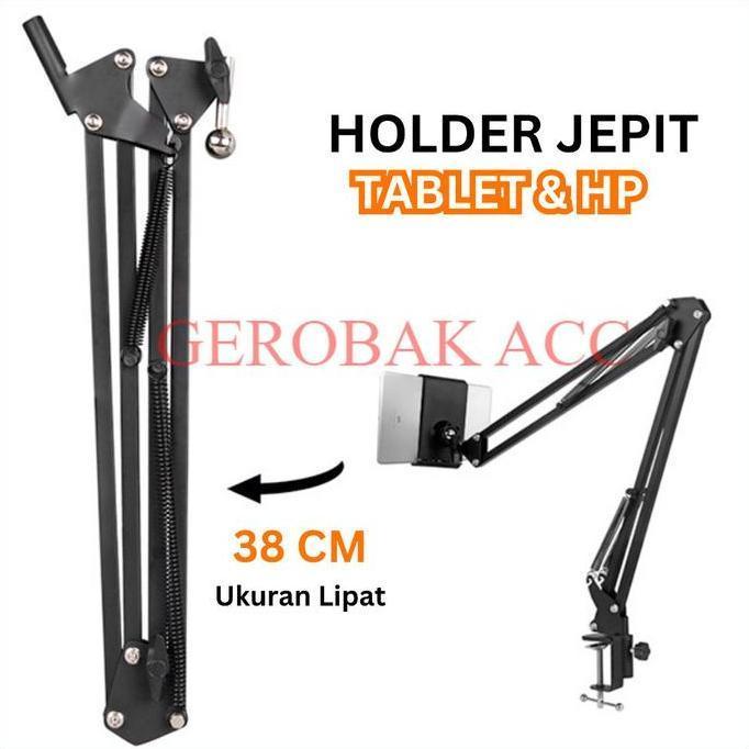 NAGASWARA.ID - HOLDER JEPIT ZMZ02 TABLET HP UNIVERSAL BOOM ARM STAND MEJA LAZY POD VLOGGING KARAOKE 