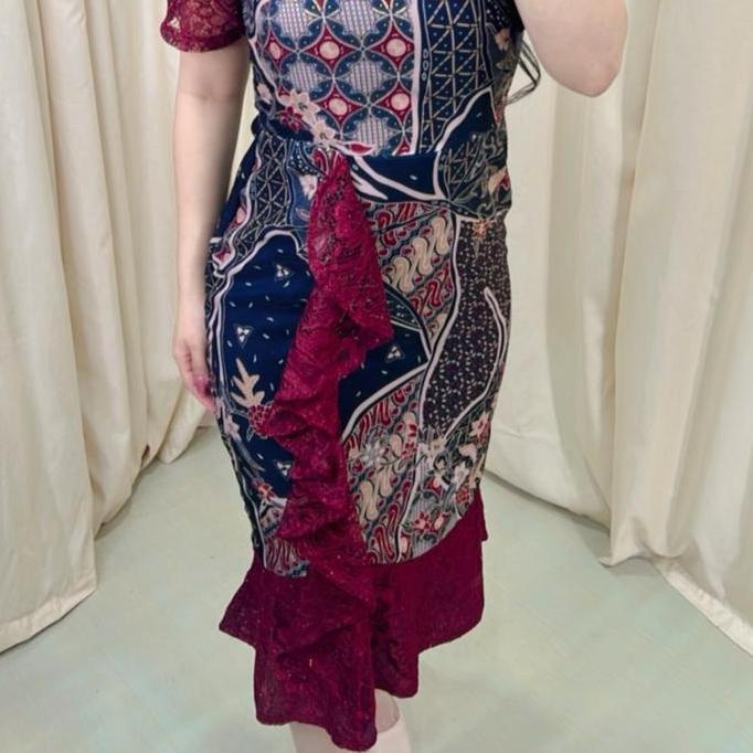 Newgir- Dress Batik Vior Model Spesial Dengan Kombinasi Premium Batik Dan Brukat - Hitam, Maxi, Kond