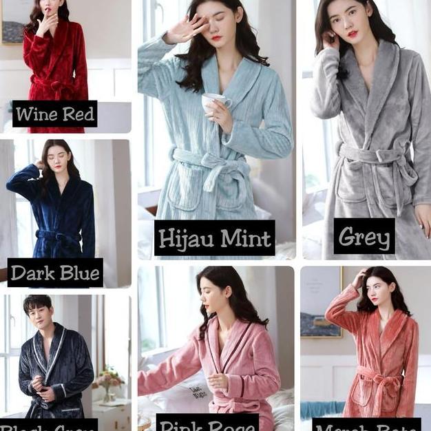 Kimono Handuk / Jubah Handuk / Baju Handuk Kimono Dress Bathrobe Couple Dewasa Pria   Wanita Unisex 