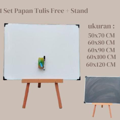 Whiteboard+Standing Ukuran Sedang 50x70/60x120 cm dengan Gratis Spidol dan Penghapus - Stationery