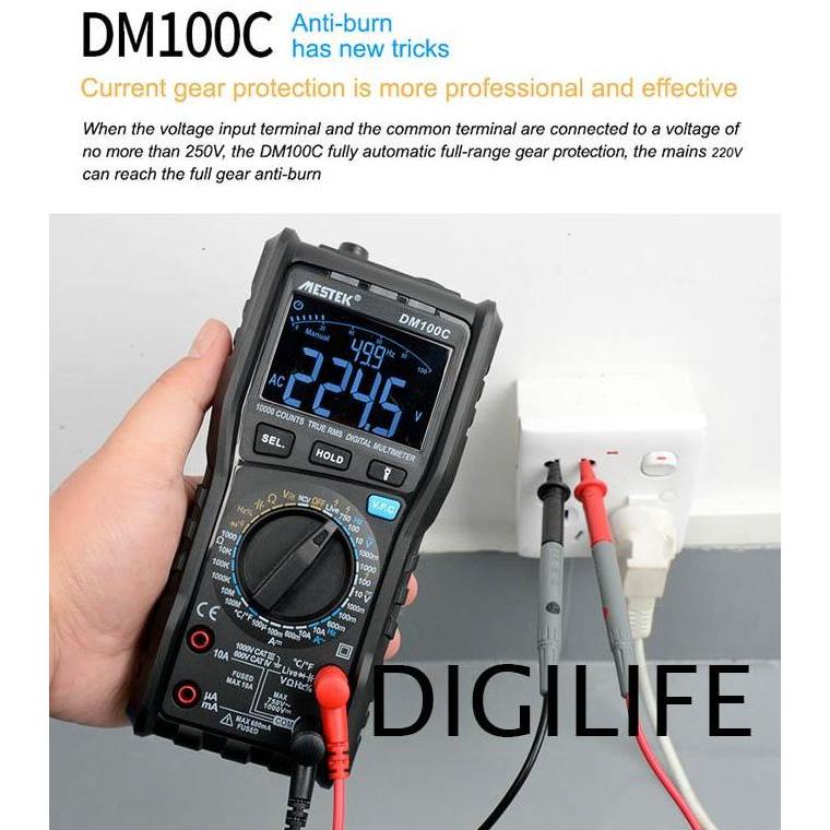 Multimeter Mestek Dm100C Trms Ac Dc Manual Auto Range Ncv Multitester