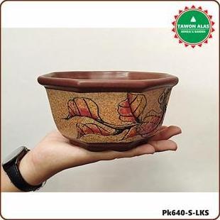 Gaerdenpic- Pot Keramik Bonsai Kaktus Sukulen Segi Delapan Kecil Small Mini Mame