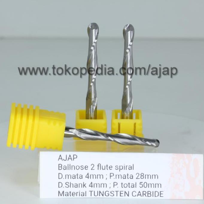 $$$$] BALLNOSE 2F SPIRAL 4mm mata router CNC kayu mata ukir akrilik