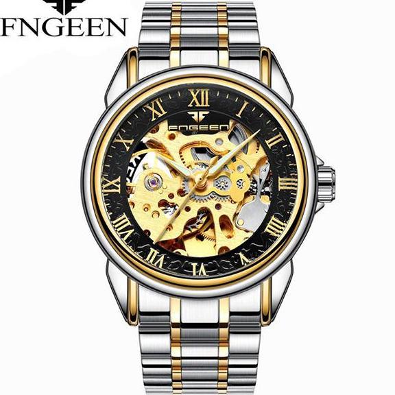 AFRANEKSOO - FNGEEN 8866 OTOMATIS JAM TANGAN PRIA ANTI AIR FASHION STAINLESS STEEL ORIGINAL MEKANIS 