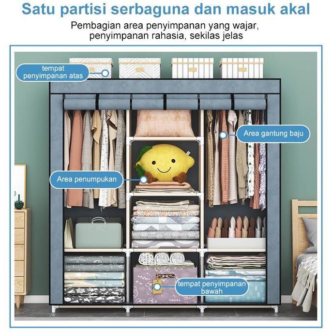 Lemari Pakaian Kain Lemari Portable /3 sekat lemari baju/Kain Portable lemari/lemari kain/Lemari Pak