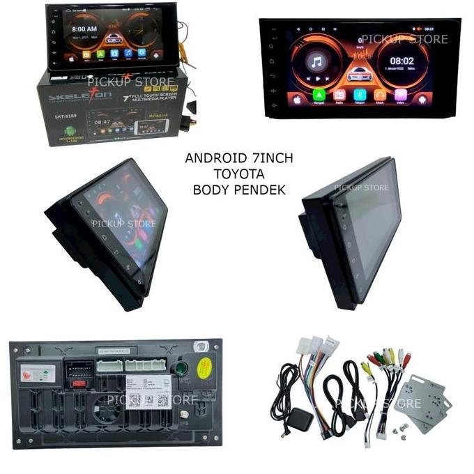 Head Unit Double Din Android 7 Inch Skeleton (Plug N Play Socket Toyota) Restock