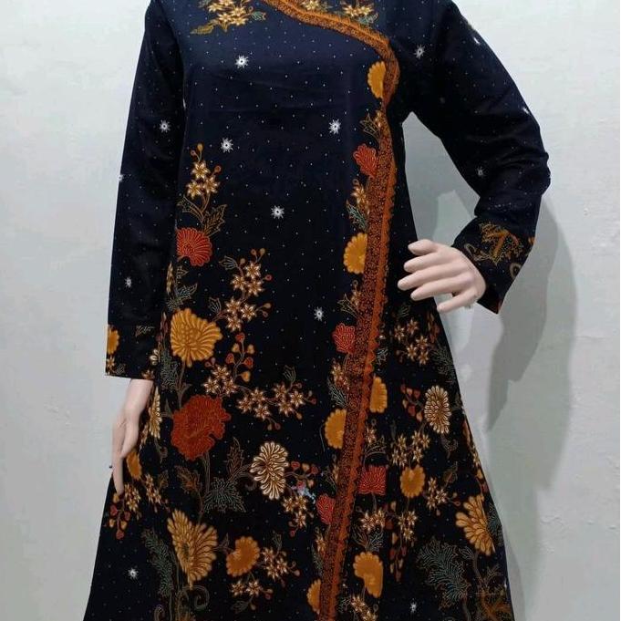 Newrelig- Tunik Batik Wanita Kekinian Warna Hitam Unggul Jaya