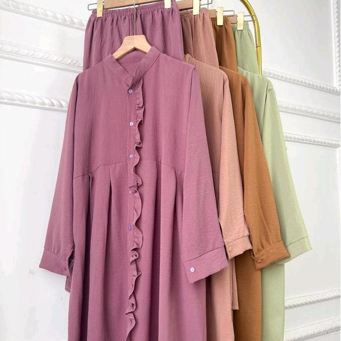 Newrelig- Asofa Set Longtunik Wanita Muslimah Airflow Crinckle Premium