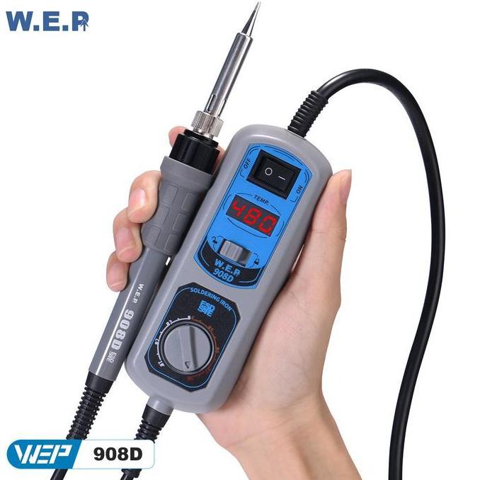 WEP 908D LED Digital Display Stasiun Solder Besi Solder + Dudukan Busa