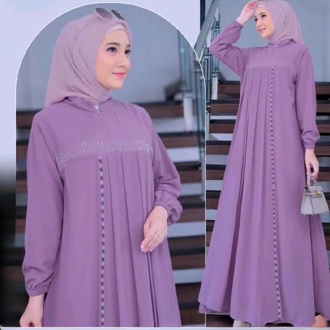 Murah Azzahra Dress Gamis Polos Bahan Ceruty Babydoll Premium