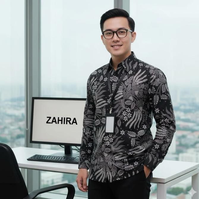 Boyboy- Batik Zahira Batik Pria Panjang 100K 3 Baju Kain Kemeja Panjang Seragam Tebal Katun Motif Pe