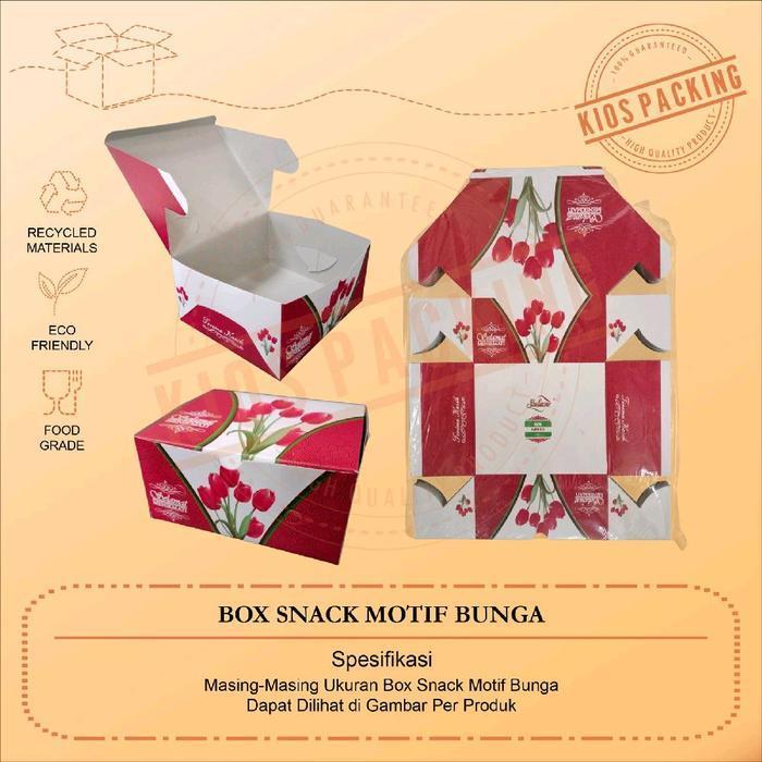 100Pcs Box Snack Motif Bunga 12X12 12X14 12X16 / Dus Kotak Kue Roti Motif Bunga 12 X 12 / 12 X 14 / 