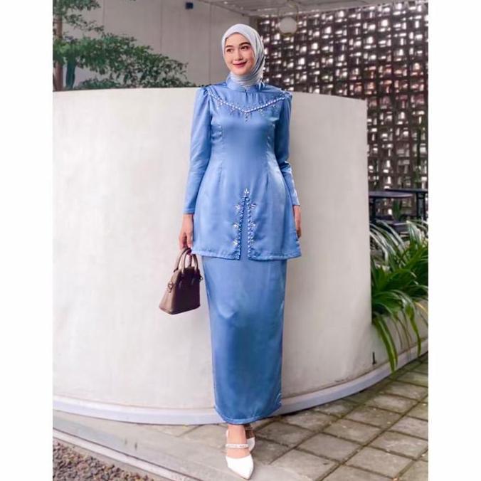 Newrelig- ( Free Hijab ) Oneset Fayra Baju Kurung Melayu Kekinian Dress Pesta Setelan Wanita Baju Ko