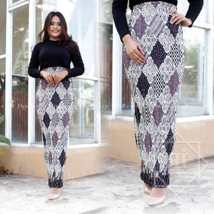 DR236 - Rok Plisket Batik Panjang Jumbo / Rok Batik Plisket Motif Terlaris Kain Karet