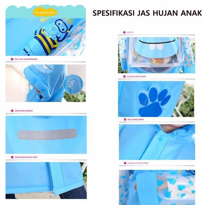 Jas Hujan Anak KARAKTER / Raincoat Mantel Hujan Anak Terusan Karakter