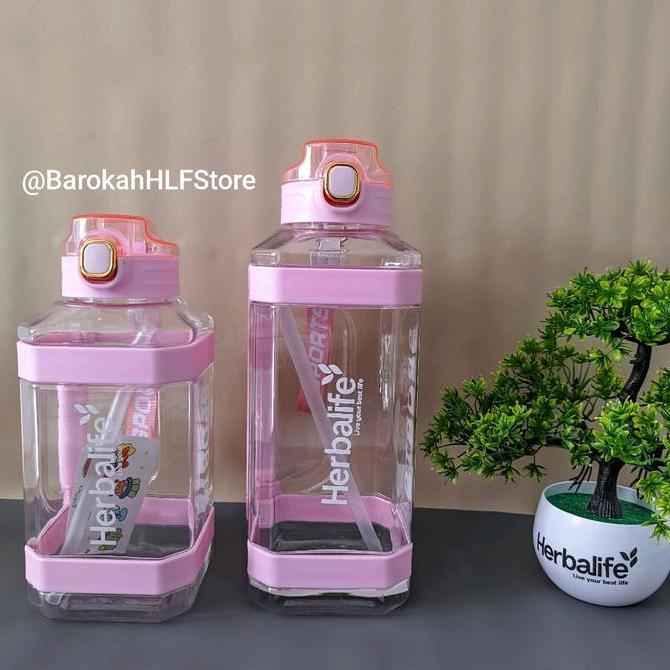 Baru- Botol Minum Kotak 1,5 Liter Dan 2 Liter Hlf Dengan Sedotan, Gagang, Dan Talinya - Botol Minum 
