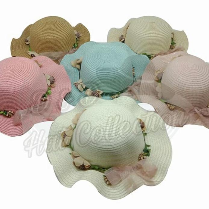 Topi Pantai Anak Balita Gelombang Mahkota Bunga
