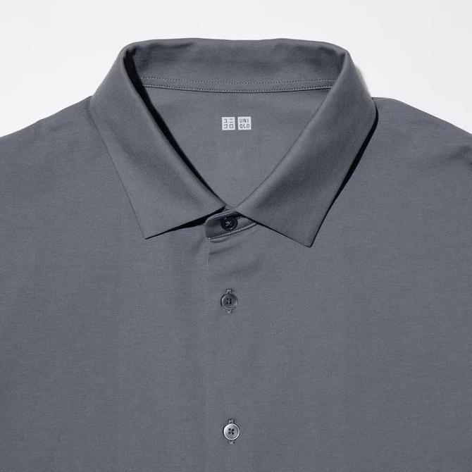 SALE Men AIRism Kaos Polo Full Open Button Kancing Lengan Pendek Pria UNIQLO SALE