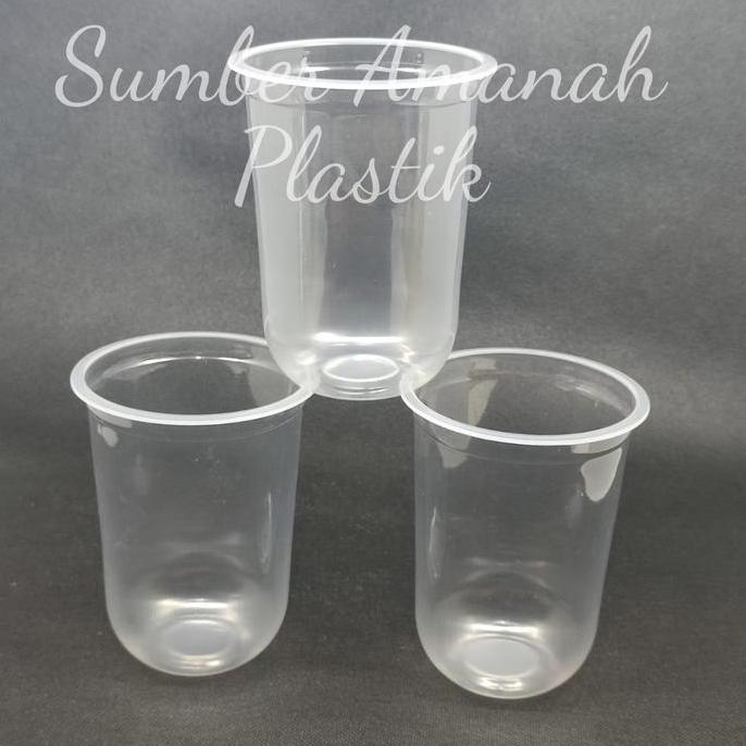 PROMO Gelas Plastik Cup 14oz 16oz Oval | U Cup @50pcs kelulusan kap buat BISA GOSEND