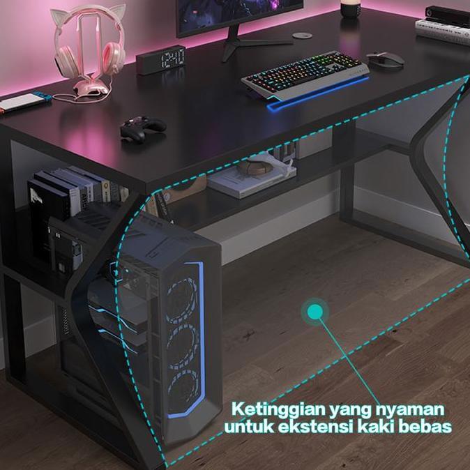 Etife Meja Komputer / Meja Gaming / meja komputer serat karbon/ Meja Komputer 140cm / Meja Komputer 