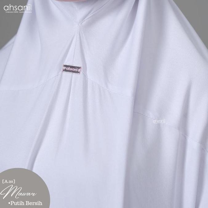 Mukena Terusan Ahsani Mawar A20 Putih Bersih Katun Twill Jumbo Adem