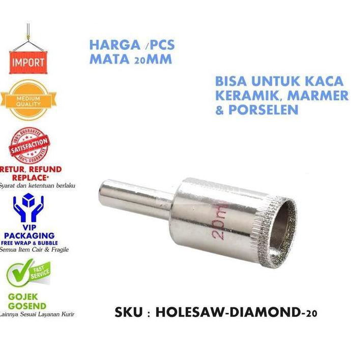 Kualitas terbaik] Diamond Holesaw 20 MM Mata Bor Kaca Marmer Granit Keramik