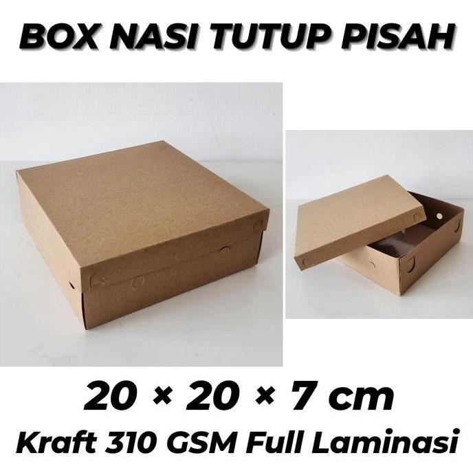 Thebest- BOX CATERING TUTUP PISAH FULL LAMINASI 20x20x7 / DUS NASI KOTAK