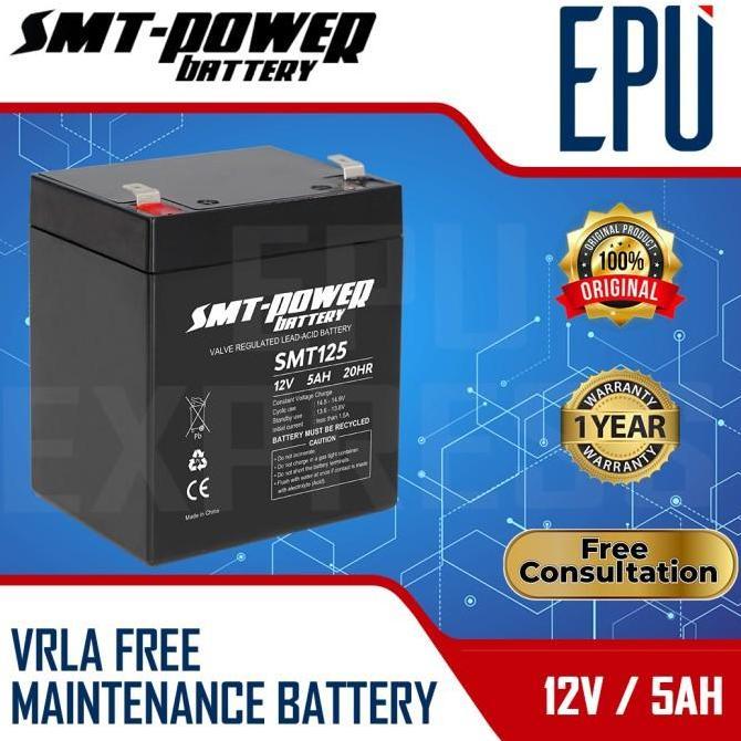 AKI UPS SMT POWER 12V 5AH BATERAI UPS BATTERY AKI KERING AKI SPEAKER ORIGINAL DAN TERPERCAYA