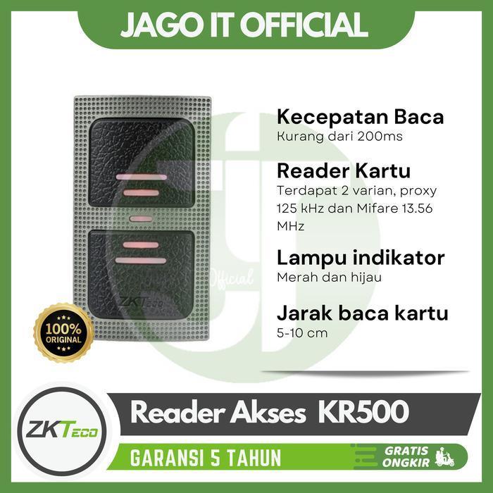 Card Reader | Akses Kontrol | Zkteco Kr500 | Rfid Card - Mifare 13.56M Original Dan Terpercaya