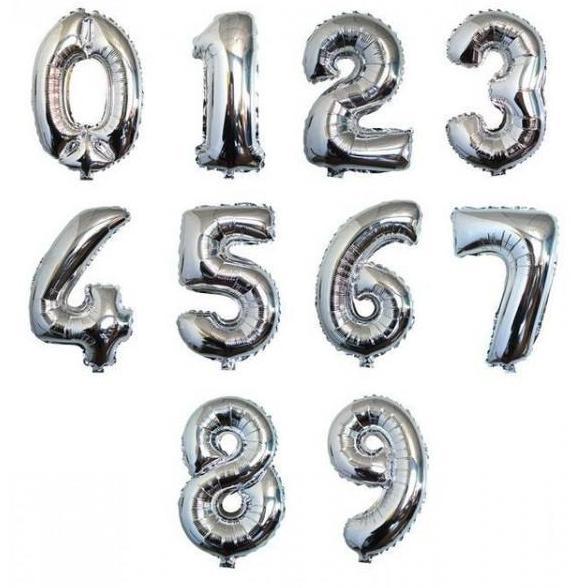 ><><><] Balon foil Angka Silver 60cm