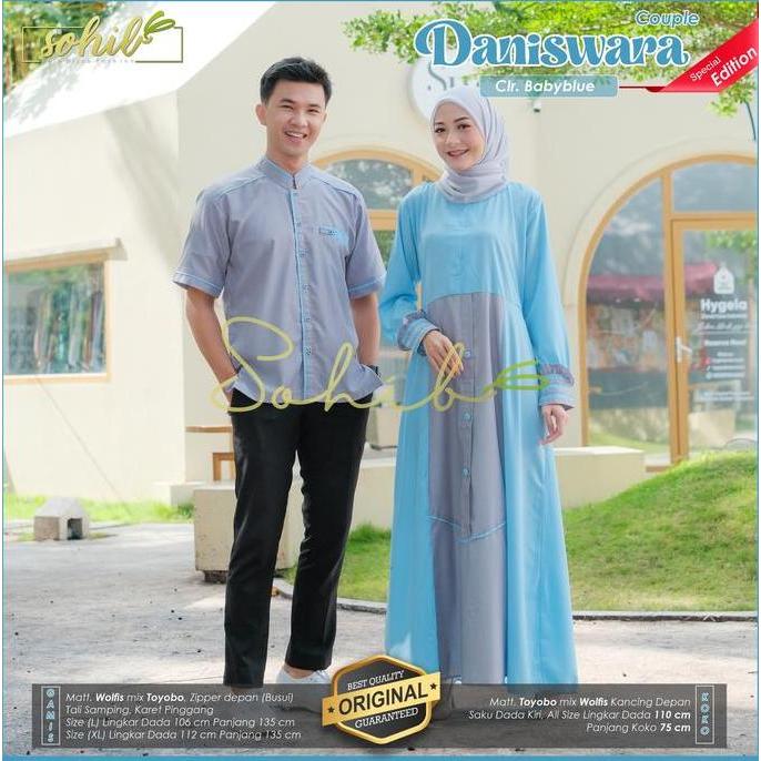 Kidsrelig- Couple Pasangan Suami Istri Sarimbit Gamis Abaya Set Kemeja Toyobo Premium By Svj