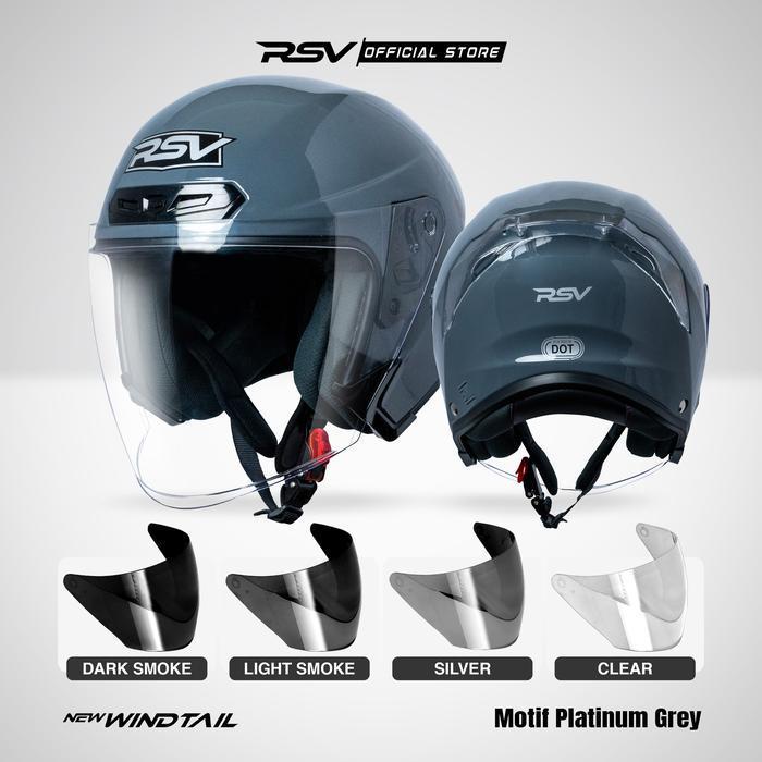 (Bundle) Helm Rsv New Windtail Series + Extra Visor Warna (Smoke/Iridium) Half Face Unisex Rsv Origi