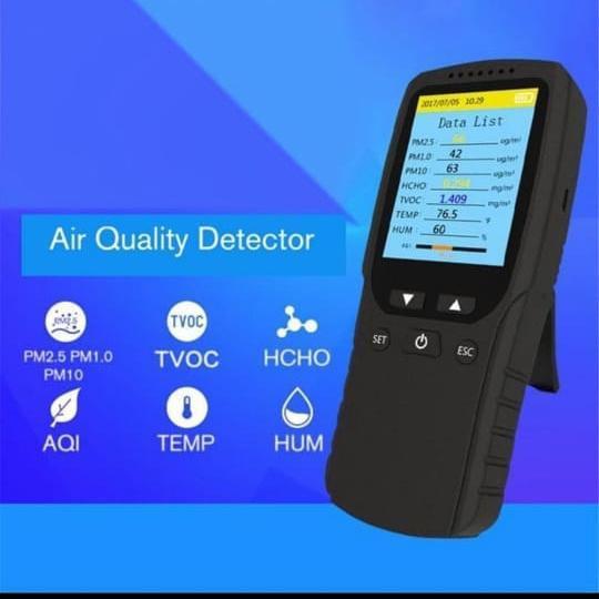Air Quality Index Monitor 8 In 1 Aqi Pm 2.5 Pm 10 Tvoc Tester Detector Original Dan Terpercaya