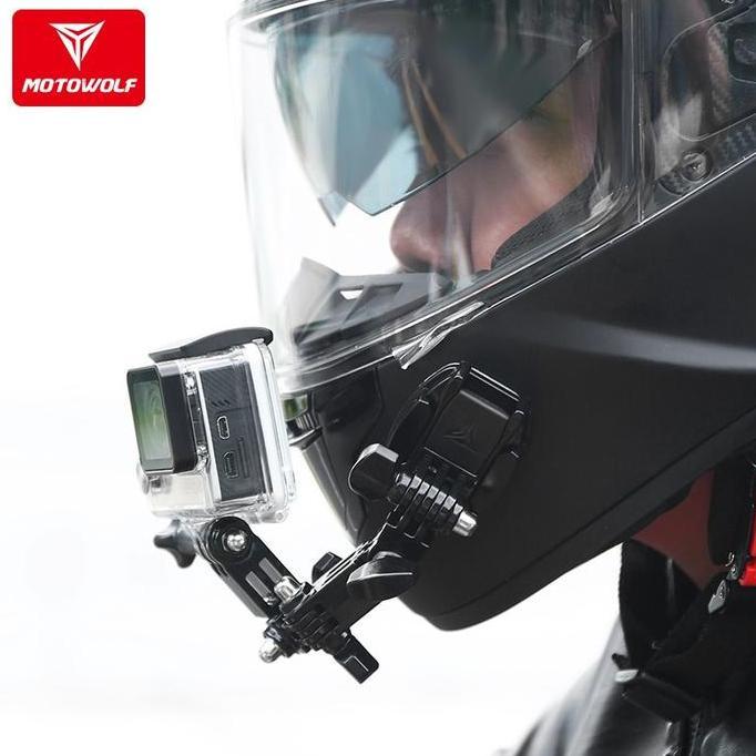 Ready stock MOTOWOLF MDL 3520 Breket Gopro Helm Mounting Action Cam Tripod Kamera Helm Motor Dudukan