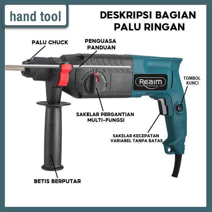 Promo Reaim Mesin Bor 680W Motor Tembaga Murni 3IN1 Bobok Bor Tembok Beton Hammer Drill Rotary Impac