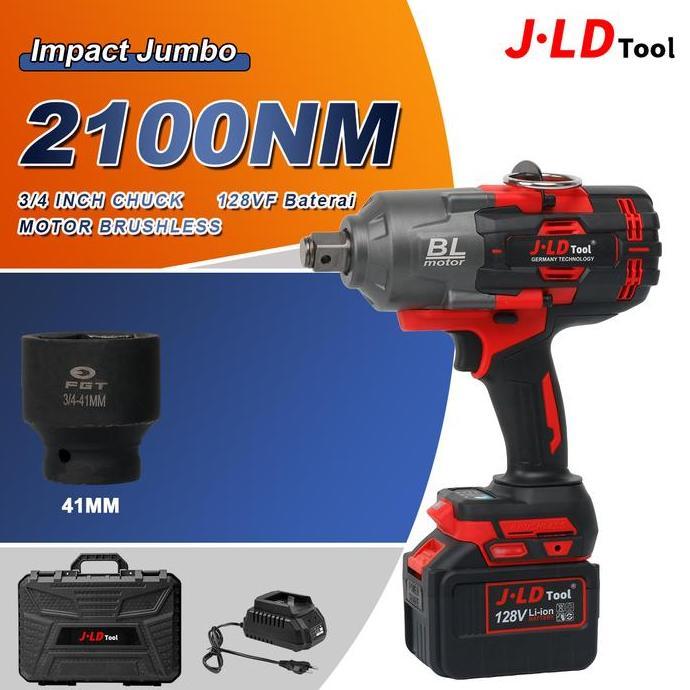 Promo JLD 2100NM Impact Jumbo 128VF Xtra Jumbo Brushless Impact Baterai Torsi Besar 3/4INCH CHUCK de