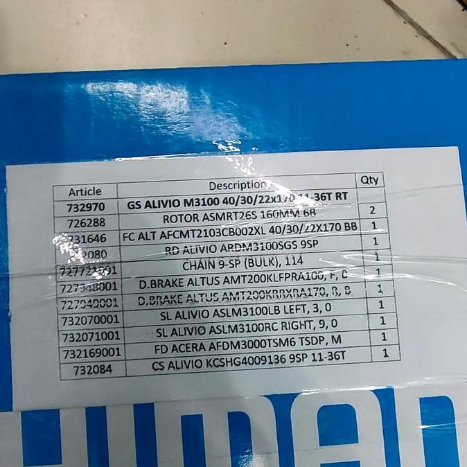 Group Set Shimano Alivio M3100 Full Set Shimano Original