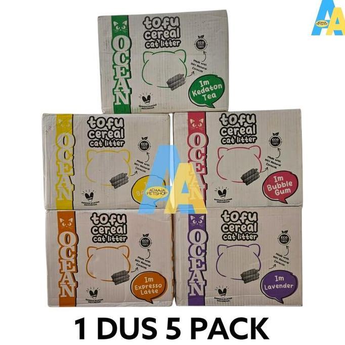Grosir Ocean Tofu Pasir Kucing Ocean Tofu Cereal Cat Litter 7L (1 Dus 5 Pack)