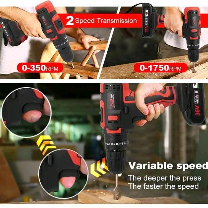 Promo (COD) CORDLESS IMPACT DRILL JLD 36V MESIN BOR IMPACT JLD 36V 10MM Diskon