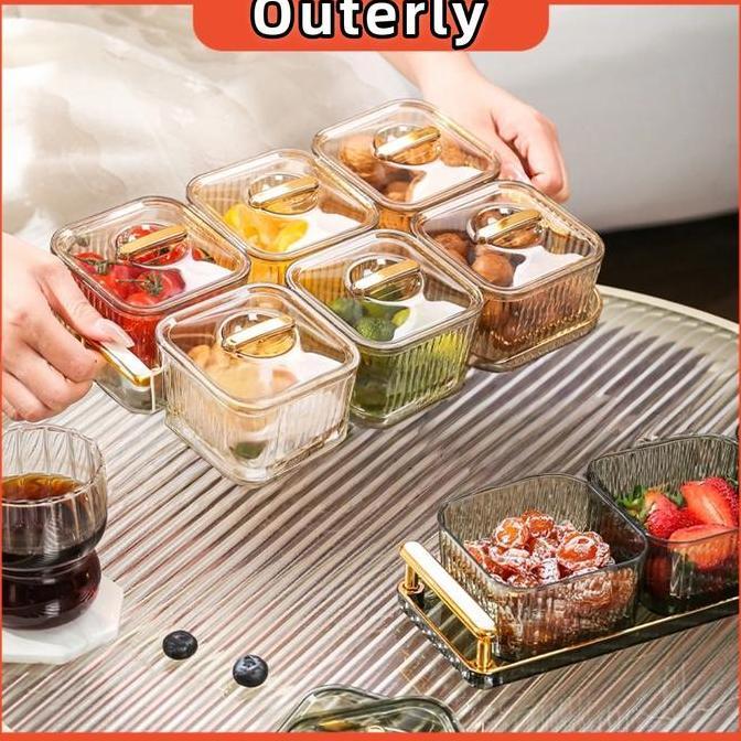 Promo READY STOCK4pcs/6pcs Toples Gold Toples Set Nampan Mewah Nampan Toples Lebaran Akrilik Minimal