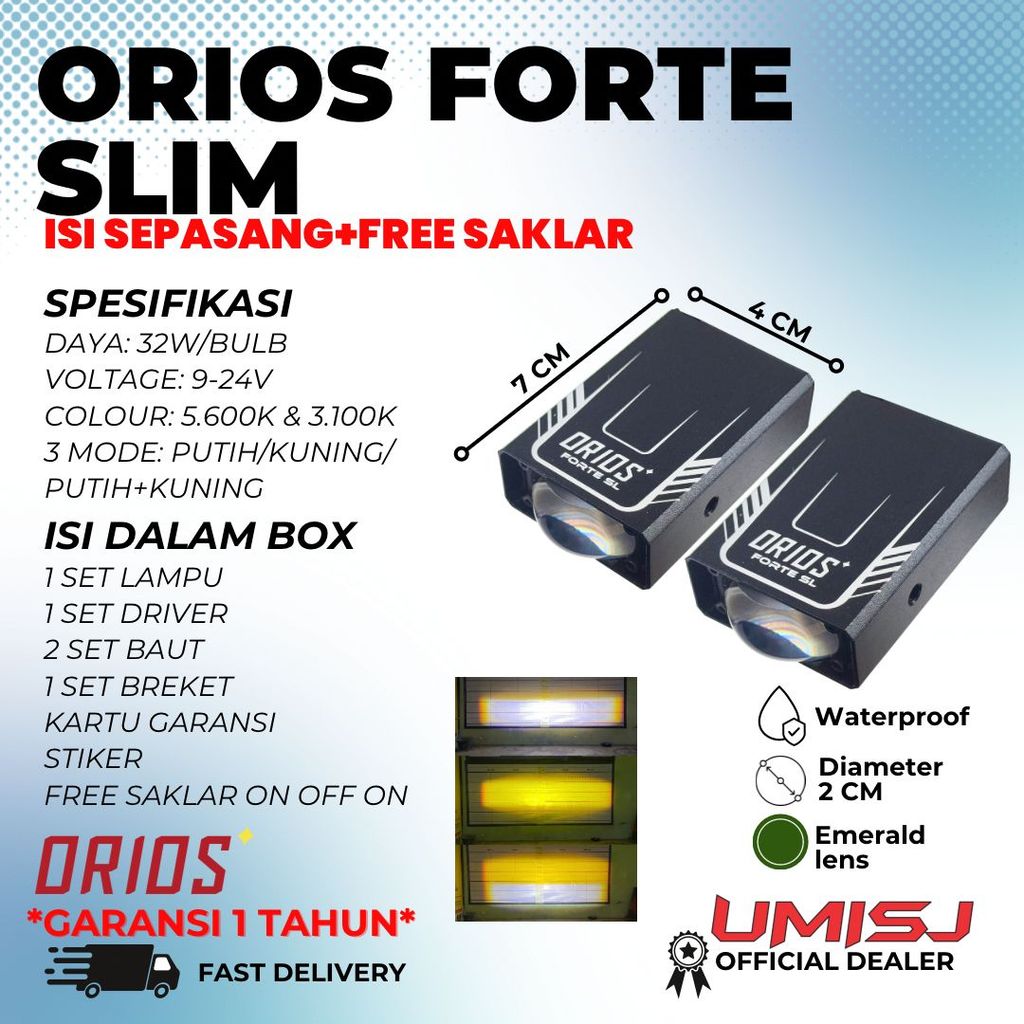 Lampu Mini Laser Orios Forte Slim Motor Dan Mobil Free Saklar / Lampu Mini Laser / Lampu Laser / Lam