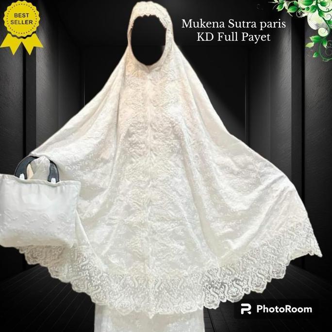 Mukena Bahan Sutra Paris Ori Renda Mutiara
