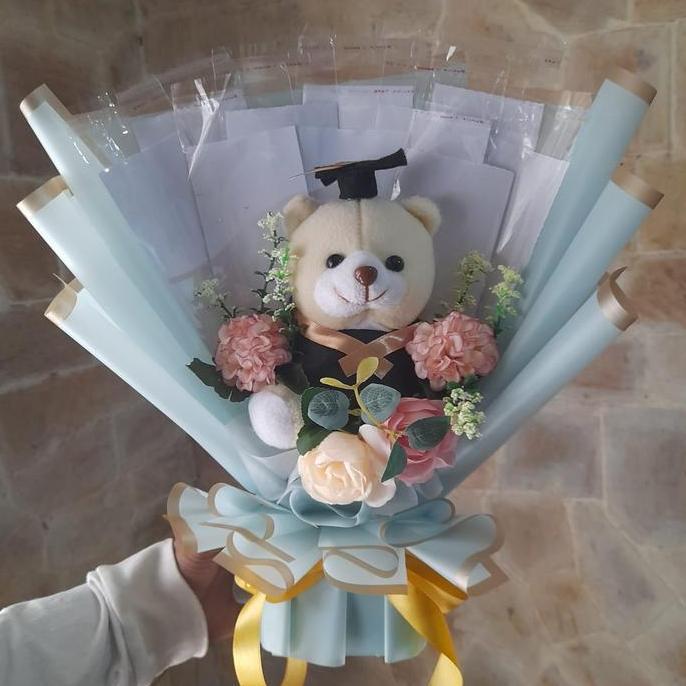 Flowbty- Buket Wisuda Dan Uang Kosong/Buket Boneka Wisuda Dan Wadah Uang Kosong Dolls Bunga Kado Pla