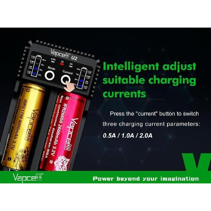 Campic- Authentic Vapcell U2 Fast Charger Battery 2A | 18650 21700 Aaa Aa